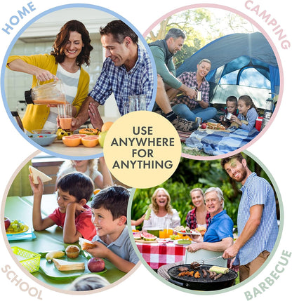 FOODLE Wheat Straw Dinnerware Set - BPA Free & Safety Tested - Microwave & Dishwasher Safe Dishes - Perfect for Camping, Picnic, RV, Dorm - Plates, Cups and Bowls - Great for Kids & Adults - For 4
