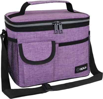 opux Insulated Lunch Bag for Men Women, Leakproof Black Lunch Box for Work, Portable Soft Lunch Cooler Bag with Shoulder Strap, Adult Lunchbox Lunch Pail for Kid Boy Girl School, 14 Can/8L