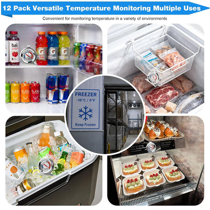 12 Pack Refrigerator Thermometer -30/30°C -20/80°F for Fridge Freezer