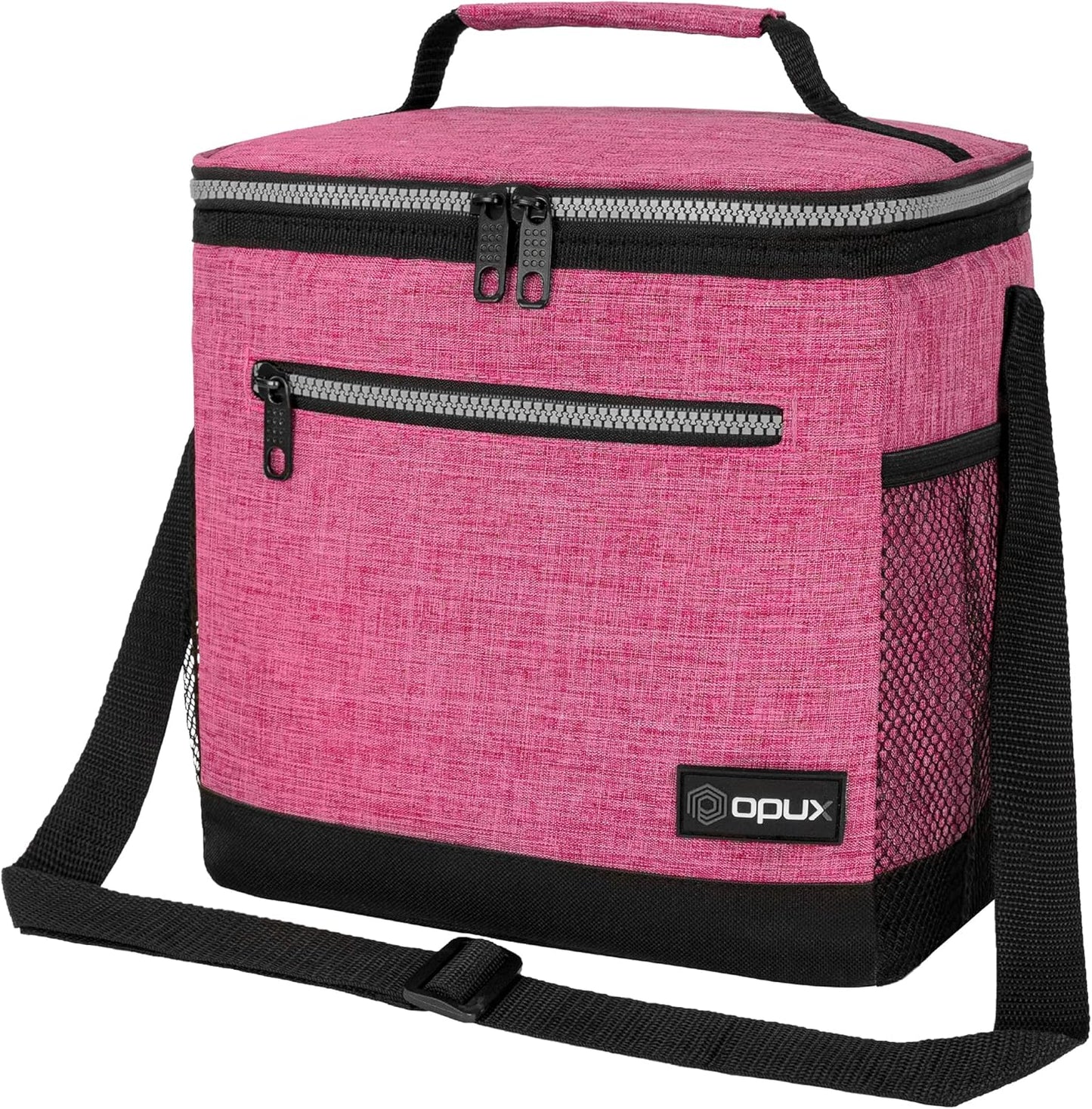 opux Insulated Lunch Box Men Women, Lunch Bag for Work School, Leakproof Soft Cooler Tote Adult, Large Lunch Pail Kids Boys Girls, Picnic Beach Food Bag with Shoulder Strap, Purple Floral