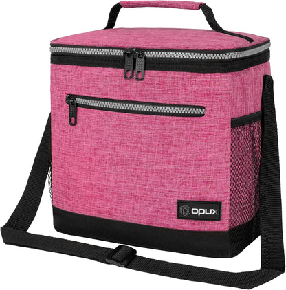 opux Insulated Lunch Box Men Women, Lunch Bag for Work School, Leakproof Soft Cooler Tote Adult, Large Lunch Pail Kids Boys Girls, Picnic Beach Food Bag with Shoulder Strap, Purple Floral