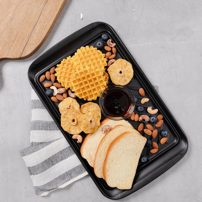BBQ Tray for Raw Meat Prep and Cooked Food, Grill Prep and Serve Trays, Melamine Serving Trays and Platters for Food, Unbreakable Party Tray, Set of 2, Black and Red