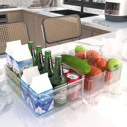 Set Of 7 Stackable Refrigerator Organizer with Lids, Fridge Organization and Storage Clear Containers, BPA-Free Plastic Pantry Bins for Fruits, Vegetable, Food, Drinks