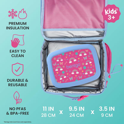 Bentgo Kids Lunch Bag - Durable, Double-Insulated Lunch Bag for Kids 3+; Holds Lunch Box, Water Bottle, & Snacks; Easy-Clean Water-Resistant Fabric & Multiple Zippered Pockets (Mermaid)
