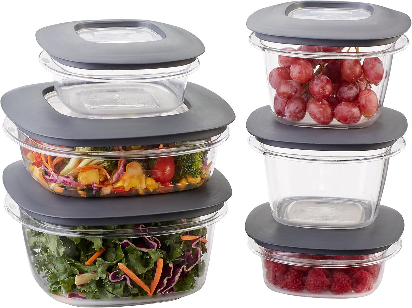 Rubbermaid Premier Easy Find Lids Meal Prep and Food Storage Containers, Set of 10 (20 Pieces Total), Grey |BPA-Free & Stain Resistant