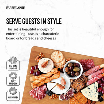 Farberware Bamboo Cutting Board Set, 4-Piece, Reversible