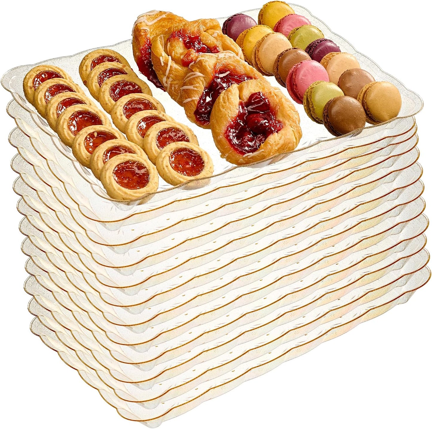 Plasticpro Plastic Serving Trays - Serving Platters Rectangle 9X13 Disposable Party Dish 4 Black Trays