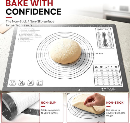 XL Silicone Pastry Mat for Baking Dough Mat, Extra Large 28x20 inches Grey