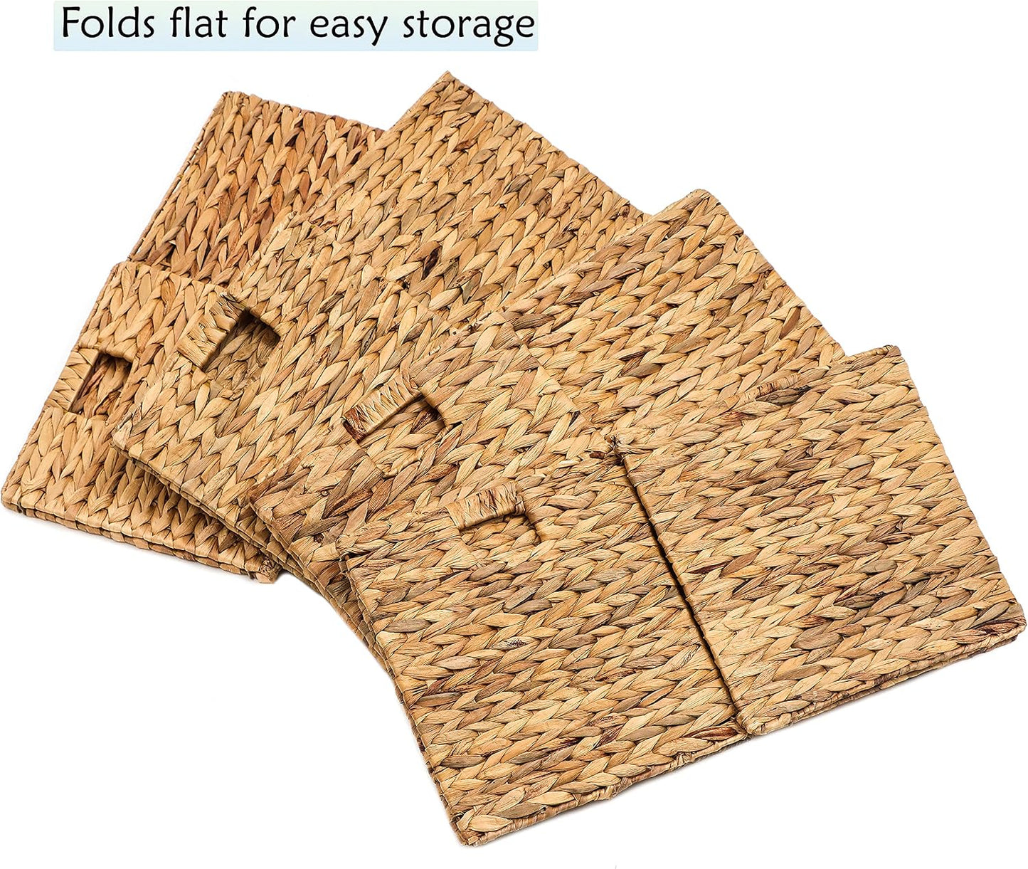 Trademark Innovations Foldable Hyacinth Storage Baskets with Iron Wire Frame (Set of 4)