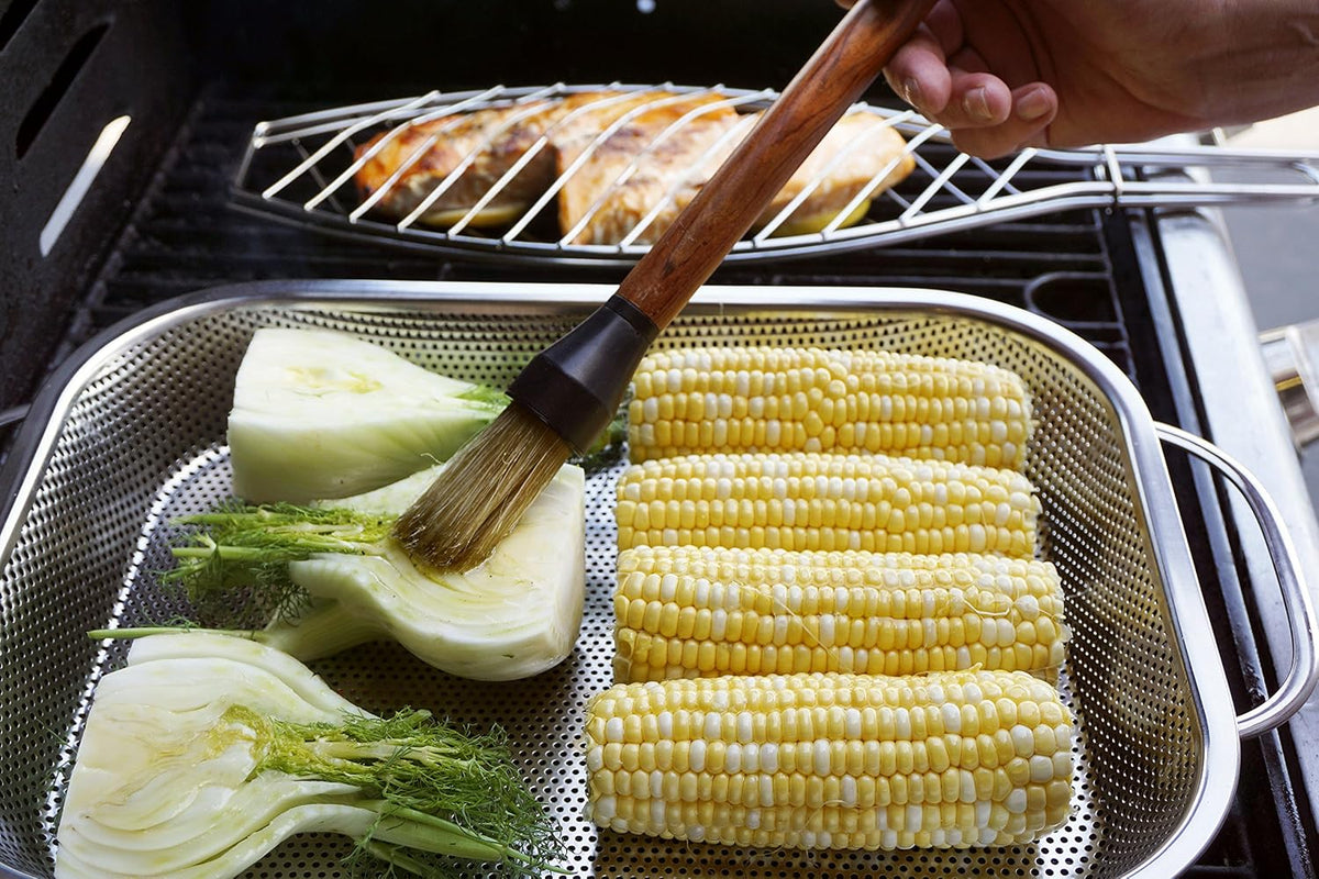 RSVP International Endurance (BQ-FRK) BBQ Grill Fork, 17.25" | Long Handle Keeps Hands Safe from Fire | Made from Stainless Steel & Rosewood