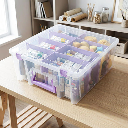ArtBin 6990SO Super Satchel Double Deep Compartment Box - Art Storage with 8 Removable Compartments, Smart Closure for Craft Supplies (Gold - Pack of 1)