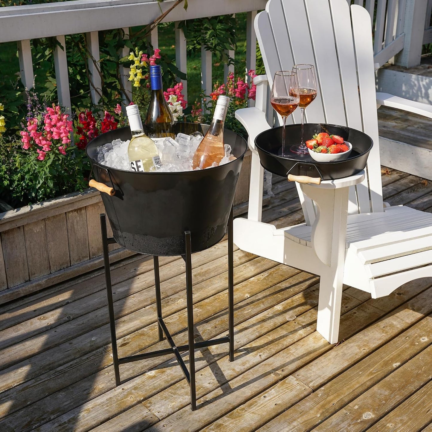 Twine Cheers Beverage Tub, Galvanized Tubs for Entertaining, Drink Buckets for Parties, Large Ice Tub and Gift Basket, Beer Buckets, Cream, 6.3 Gallons Set of 1