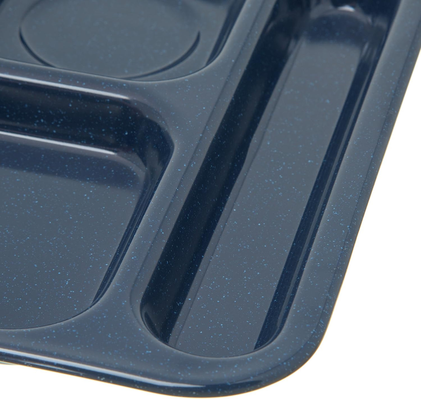 Carlisle FoodService Products Melamine Lunch Tray with 4 Compartments, Right Handed Cafeteria Tray with Divided Compartments for Food, 10" x 9.75", Dark Blue