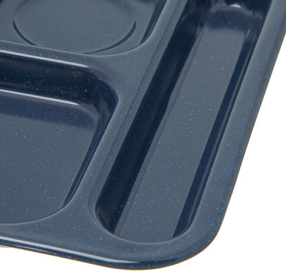 Carlisle FoodService Products Melamine Lunch Tray with 4 Compartments, Right Handed Cafeteria Tray with Divided Compartments for Food, 10" x 9.75", Dark Blue