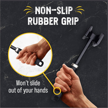 Checkered Chef Meat Tenderizer Mallet - Double-Sided Hammer, Non-Slip Grip