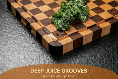 THETCHRY Cutting Boards for Kitchen, Checkered Walnut Wooden Cutting Board