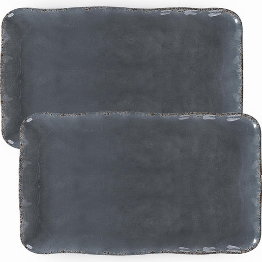 Melamine Serving Platters, set of 2, 17" x 10" Large Reusable BPA Free Rectangular Party Tray/Platters for Serving Appetizers, Fruits On Christmas and all Occasions,Red