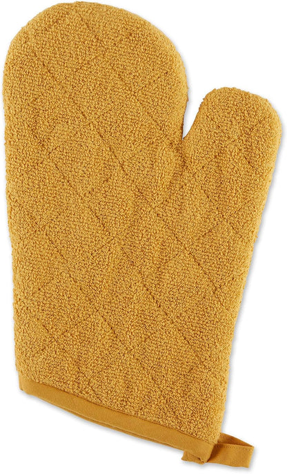 DII Basic Terry Collection 100% Cotton Quilted, Oven Mitt, Brown, 2 Piece