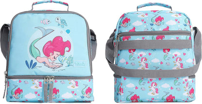 Tilami Lunch Bags Insulated Adjustable Strap Zipper, Two Compartments Cooler Bags, Bento Bags for Kids Toddlers (Blue)