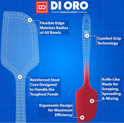 DI ORO Large Silicone Spatula - 600F Heat Resistant, Black