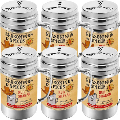 CUSINIUM 10 oz Seasonings Spice Shakers - BBQ Dry Rub Shakers - Cooking Dredge with Adjustable Fan-Style Lid and Handles