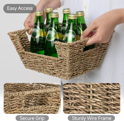 StorageWorks Round Paper Rope Woven Basket for Pantry Organizers and Storage, Stackable Pantry Storage Baskets for Shelves, Brown, 2-Pack