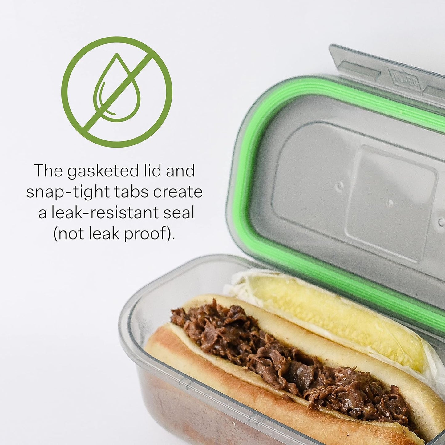 MyGo Container Large To-Go 3-Compartment Food Containers, Pack Of 3, 9-3/8" X 9-3/8" X 2-1/2", Reusable, Microwave Safe, NSF Certified, Smoke/Green