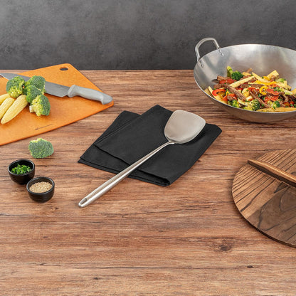 Restaurantware Stainless Steel Wok Spatula 17 Inch Long Handle Cooking Utensil, Heat-Resistant, Dishwasher-Friendly Wok Accessory, Silver Kitchen Tool for Stir-Fry