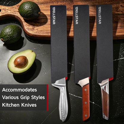 WELLSTAR Knife Edge Guards 8 Inch, Universal Blade Covers, BPA Free ABS Protective Blade Sheaths, Non-Scratch Felt Lining Kitchen Knives Covers (Knives not included)