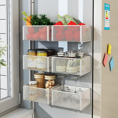 Magnetic Basket Organizer Holder for Fridge Magnetic Storage Bin Box Containers for Refrigerator Whiteboard Classroom (Large, Black)