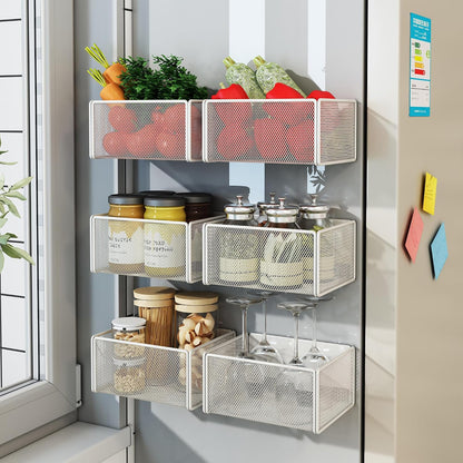 Magnetic Basket Organizer Holder for Fridge Magnetic Storage Bin Box Containers for Refrigerator Whiteboard Classroom (Large, Black)