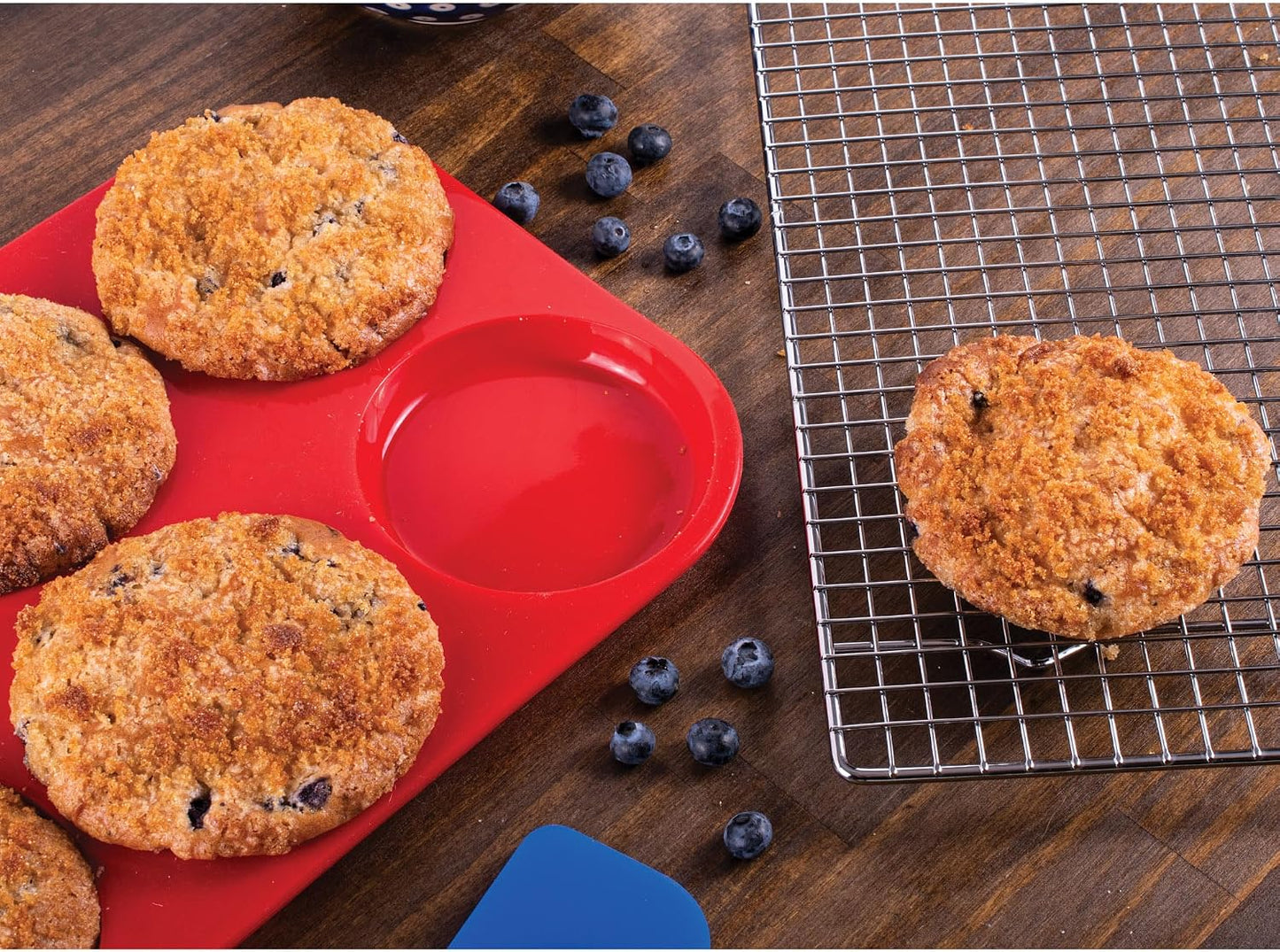 Mrs. Anderson's Baking Silicone 12-Cup Muffin Pan Baking Mold, BPA Free, Non-Stick European-Grade Silicone, 13.5 x 10 x 1.25-Inches