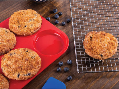 Mrs. Anderson's Baking Silicone 12-Cup Muffin Pan Baking Mold, BPA Free, Non-Stick European-Grade Silicone, 13.5 x 10 x 1.25-Inches