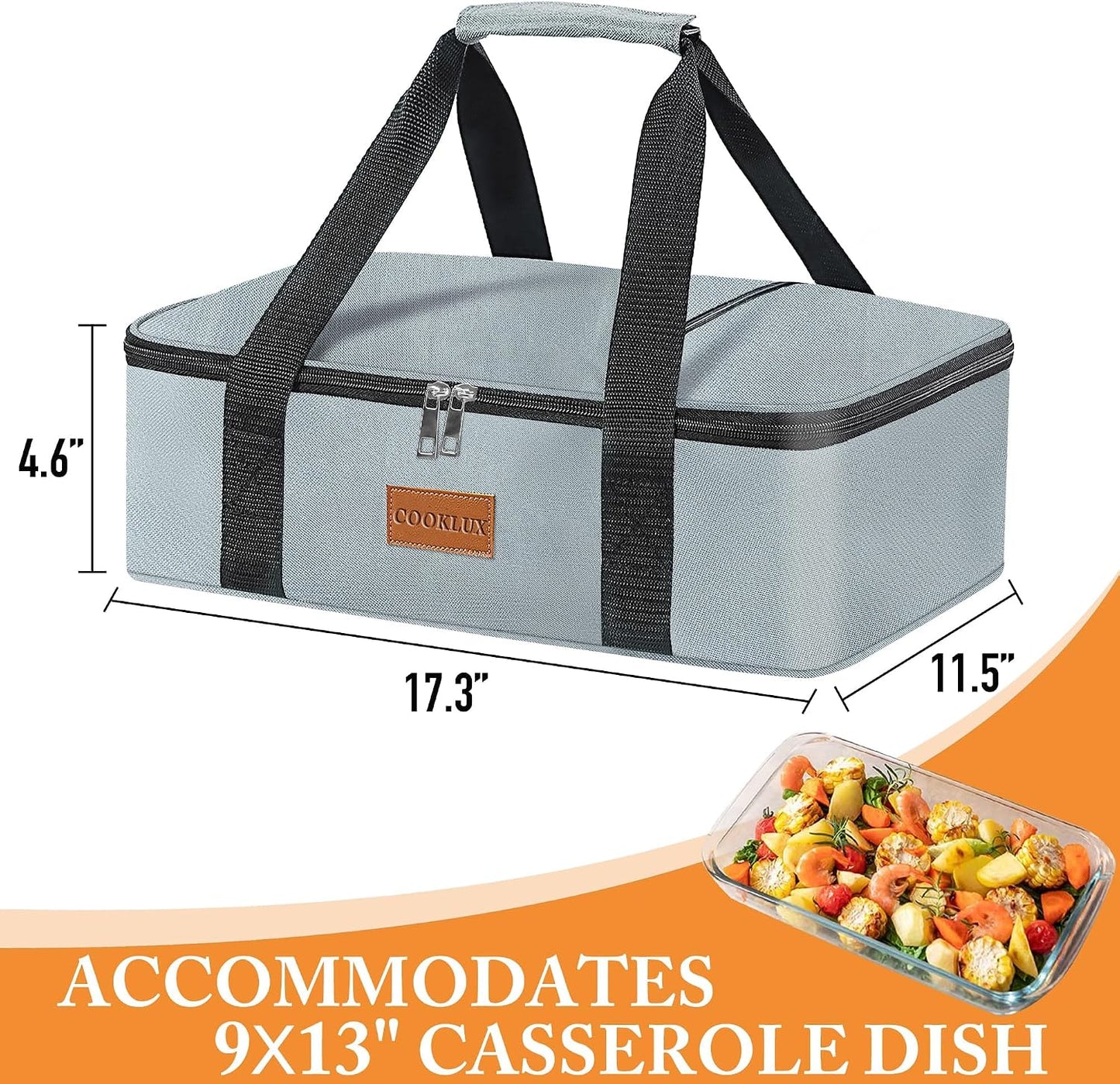 Insulated Casserole Carrier 9x13 Inch, Durable Nylon, Leak-Proof Casserole Dish Carrier, Casserole Carriers for Hot or Cold Food (Christmas)