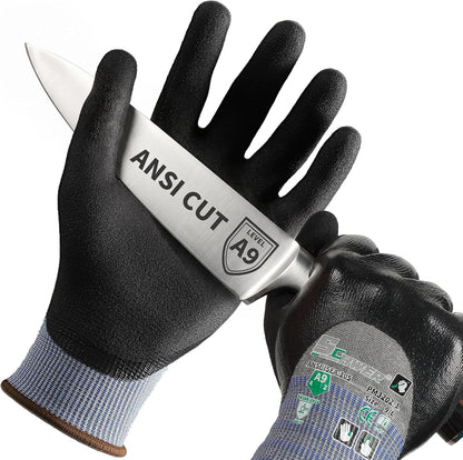 Schwer A9 Cut Resistant Work Gloves, 3/4 Double-Dipped Coating, PM3202, L