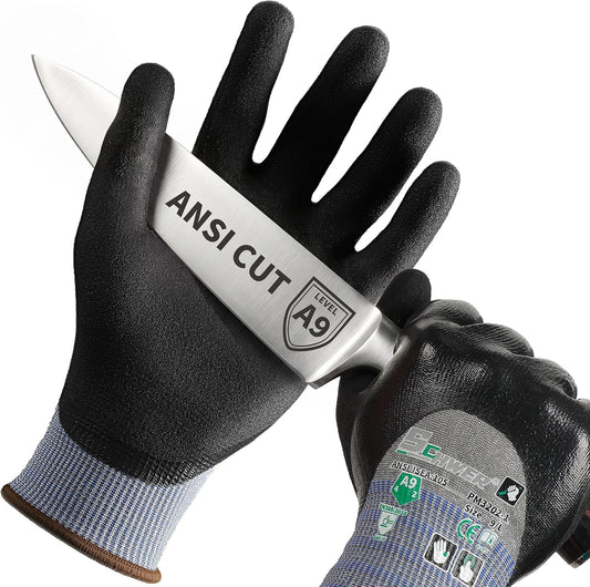 Schwer A9 Cut Resistant Work Gloves, 3/4 Double-Dipped Coating, PM3202, L