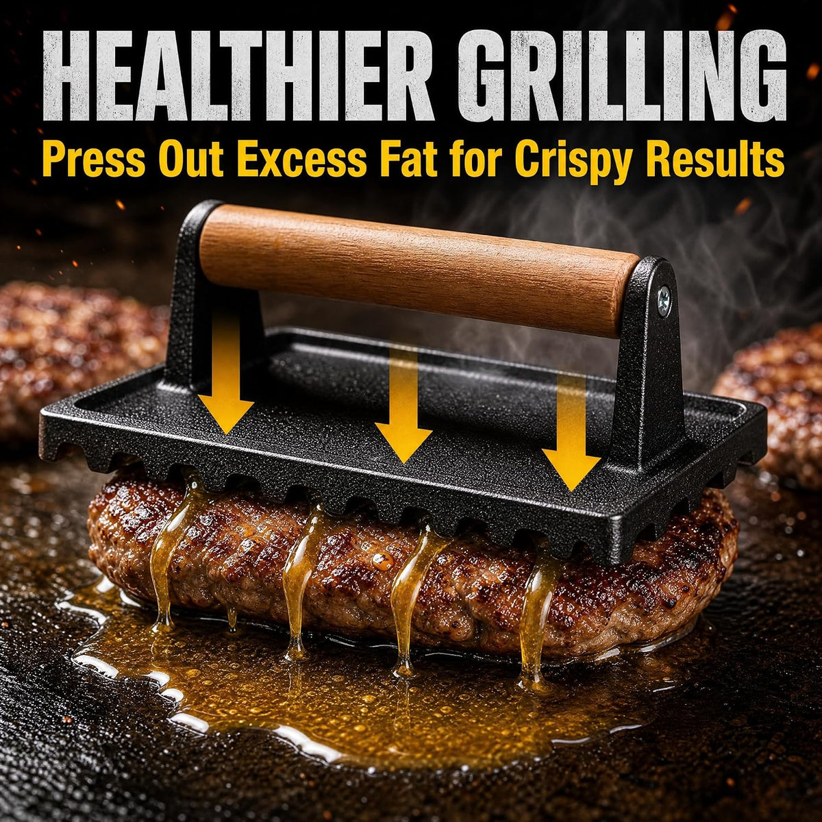 Smash Burger Press Kit, Cast Iron Burger Smasher, Steak Weight
