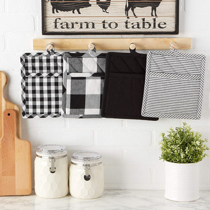 DII Gingham Check Kitchen Collection, Pink, Potholder Set