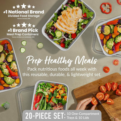 Bentgo Prep - 20-Piece 1-Compartment Reusable Meal Prep Containers with Lids, PFAS & BPA Free Materials, Durable, Microwave, Freezer, & Dishwasher Safe To Go Food Storage (Gold)