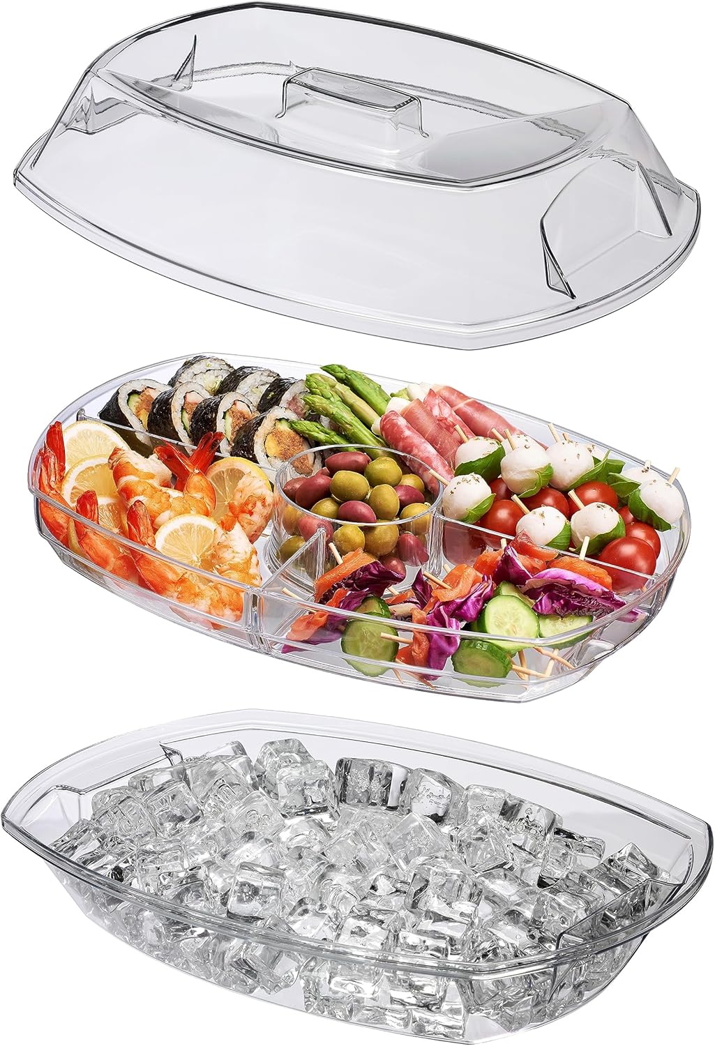 Prodyne Ice Party Platter, 15 1/2" x 11" x 6", Clear