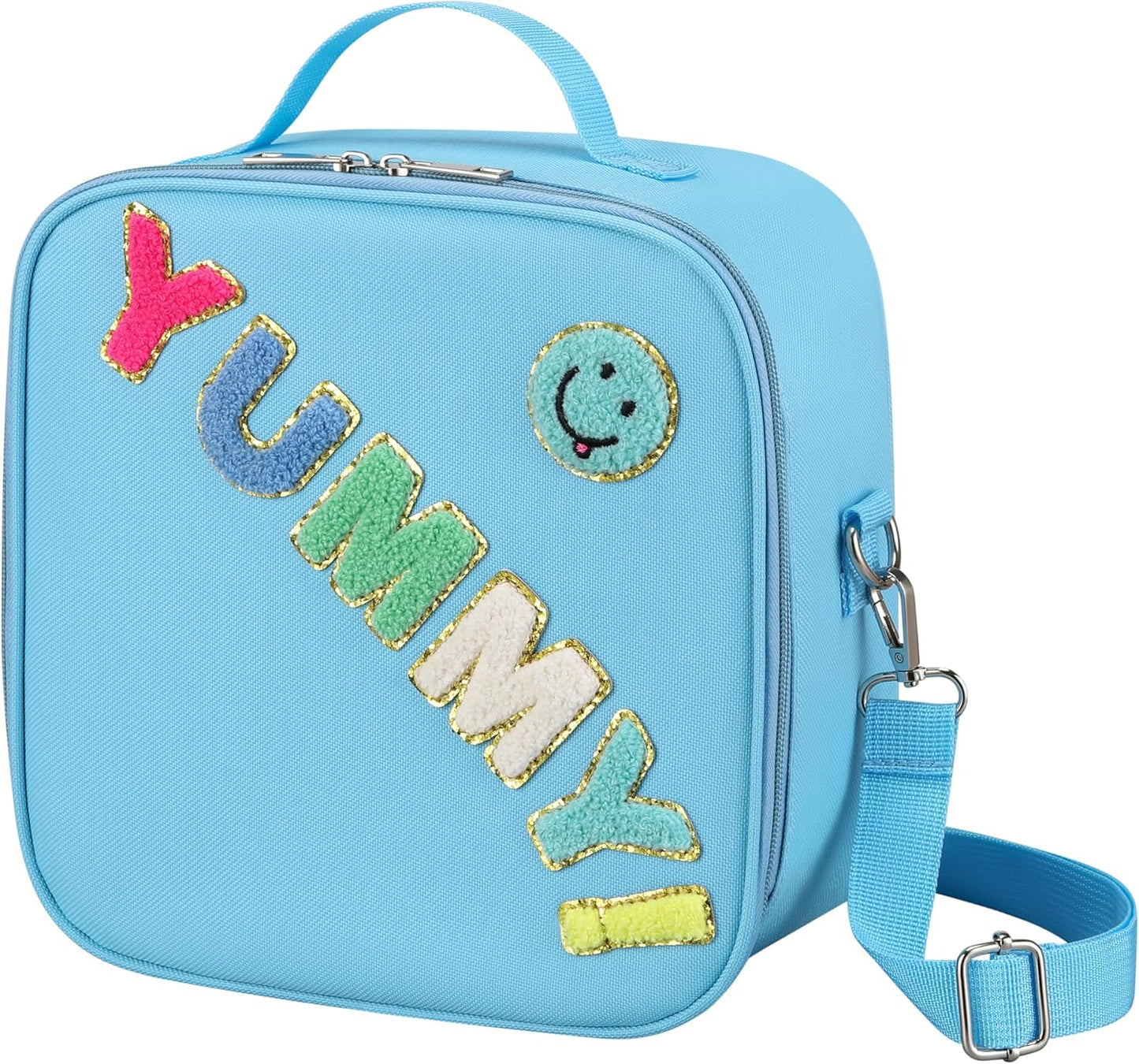 Reusable Insulated Lunch Bag for Kids Teens & Adults with Adjustable Shoulder Strap - Large Durable Lunch Bag Tote for School Travel Picnic Work - Leakproof Design Lunch Carrier (Black -3D Dinosaur)