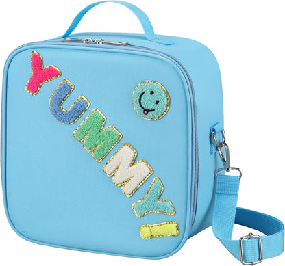 Reusable Insulated Lunch Bag for Kids Teens & Adults with Adjustable Shoulder Strap - Large Durable Lunch Bag Tote for School Travel Picnic Work - Leakproof Design Lunch Carrier (Black -3D Dinosaur)