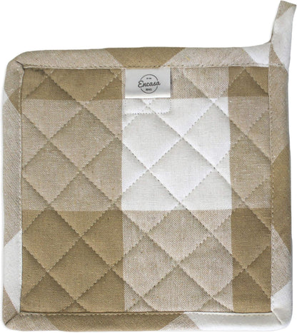 Encasa XO Pot Holders, Quilted Kitchen Hot Pads 8"x8" Black