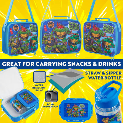 Get Trend SpongeBob Squarepants Water Bottle Lunch Box Lunch Bag Kids Set 3 Pcs Insulated Snack Bag for School Travel Gifts for Kids (Blue SpongeBob)