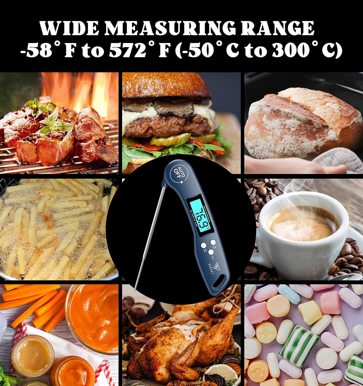 DOQAUS Meat Thermometer Digital – Instant Read Food Thermometer for Cooking
