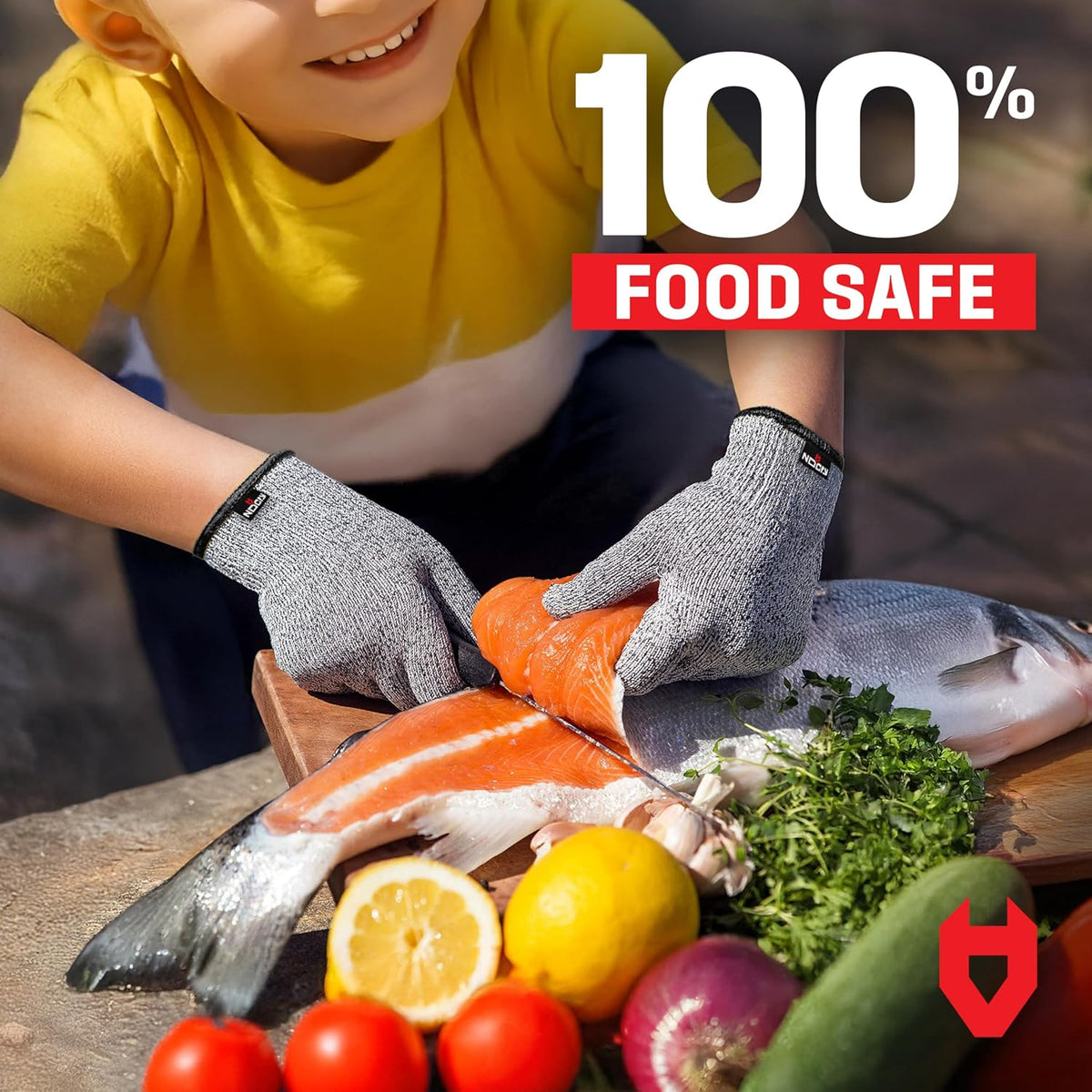 NoCry Kids Cutting Gloves, XS (8-12 Years) — 100% Food Grade and Level 5 Protection — Comfortable and Lightweight, Yet Tough — Ambidextrous — Ideal for Fishing, Wood Carving and Whittling