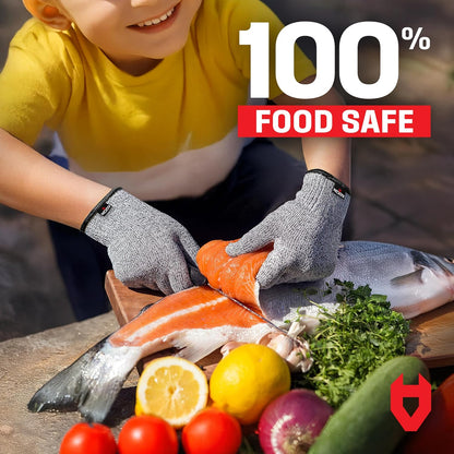 NoCry Kids Cutting Gloves, XS (8-12 Years) — 100% Food Grade and Level 5 Protection — Comfortable and Lightweight, Yet Tough — Ambidextrous — Ideal for Fishing, Wood Carving and Whittling