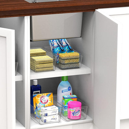 Simple Houseware 4 Pcs Pantry Clear Bin Storage Organizer, 14" x 7" x 3.75"