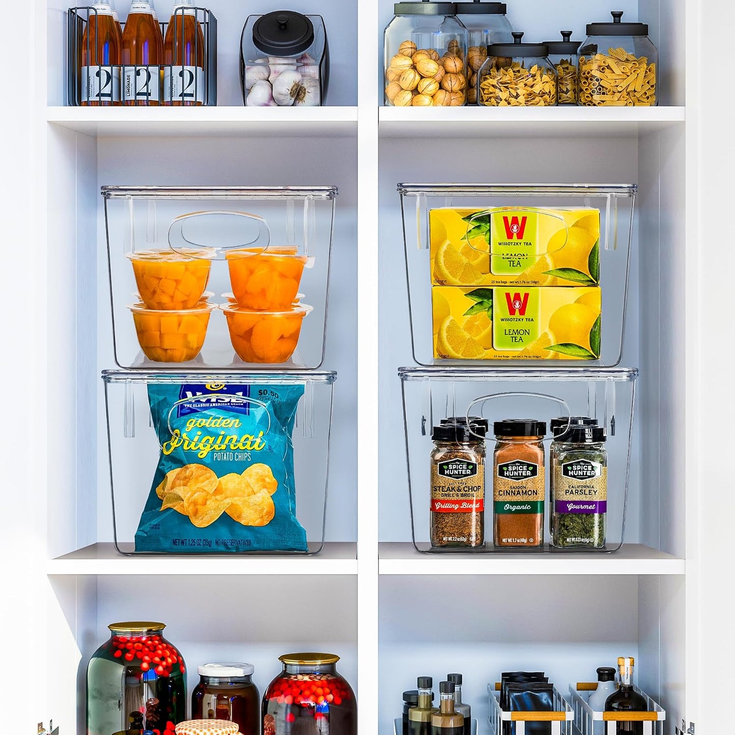 Sorbus 8-Pack Small Clear Plastic Storage Bins – Organizers for Kitchen, Pantry, Fridge, Cabinet & Refrigerator