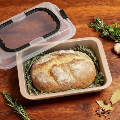 2 Pcs Cake Baking Pan with Lid and Handle, 9 x 13 Inch Non-Stick Rectangle Cake Pan Carrier Carbon Steel Baking Tray for Brownie Roasting Cooking